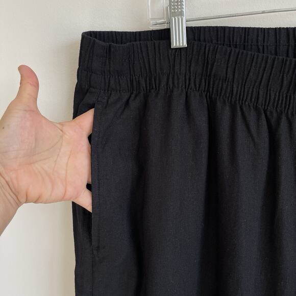 Old Navy Women's XXL Linen blend Wide Leg Pull On Pants Comfort Waist Black - Picture 5 of 15